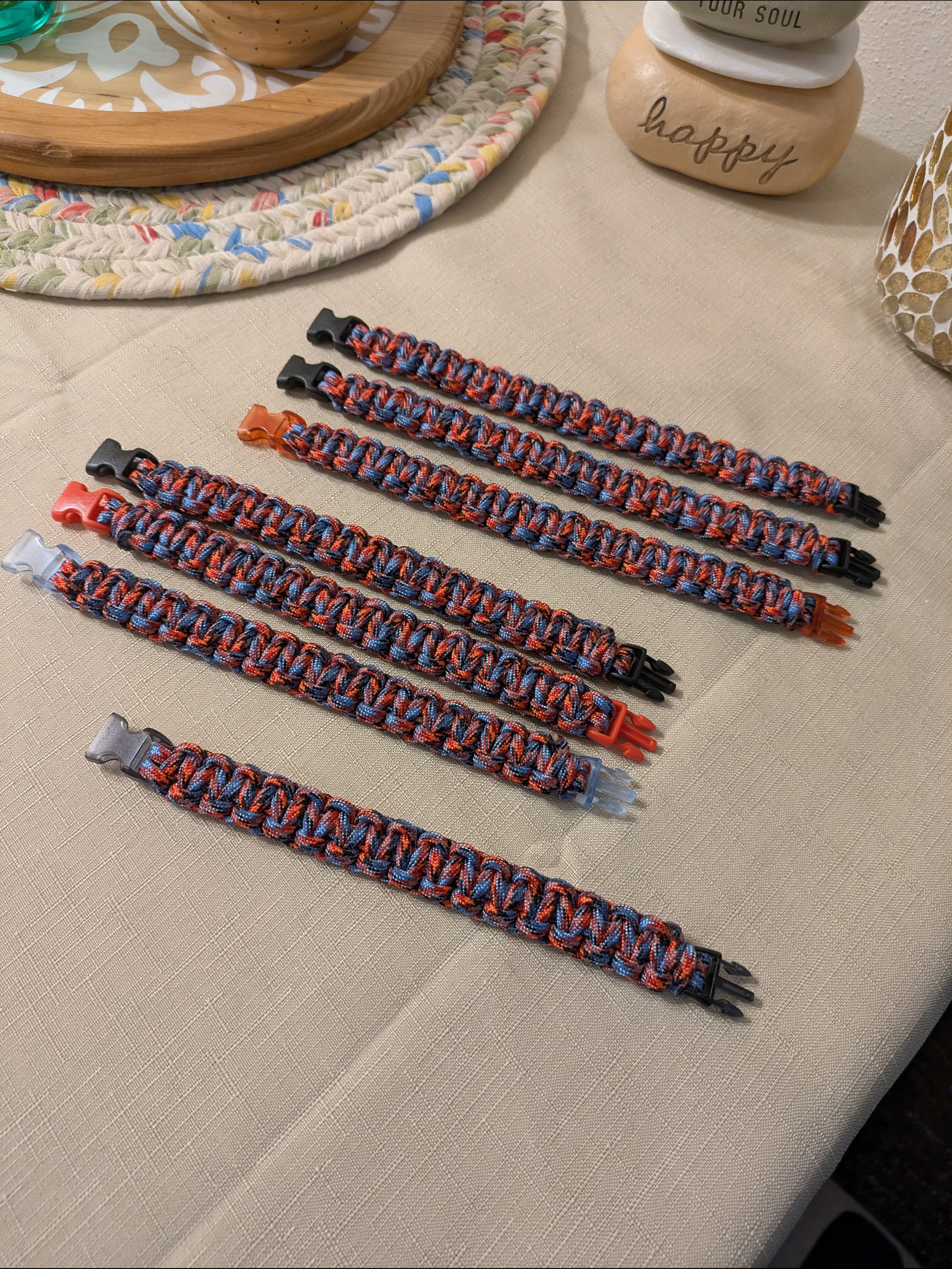 Lava Colored Paracord Bracelets - Blue & Orange